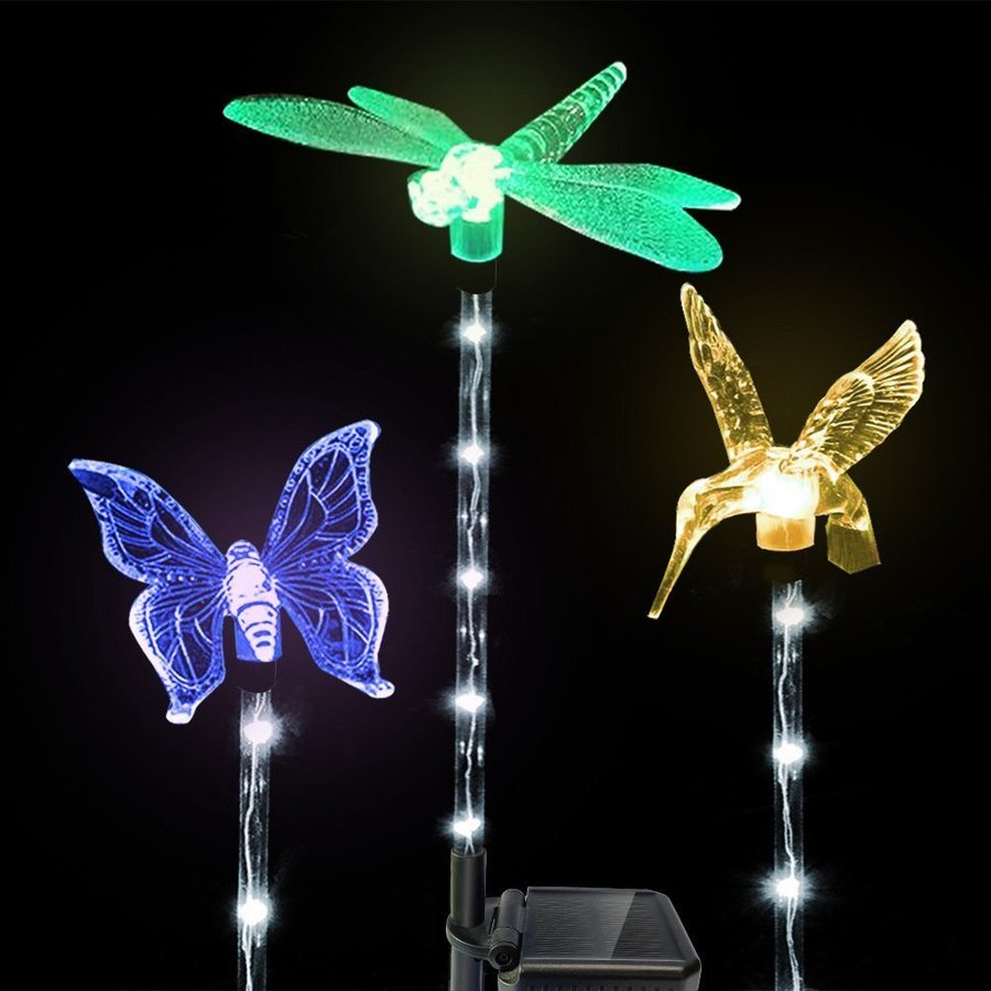 2-pack utomhus solfjärilsfigur Ljus Trädgårdsdekoration
