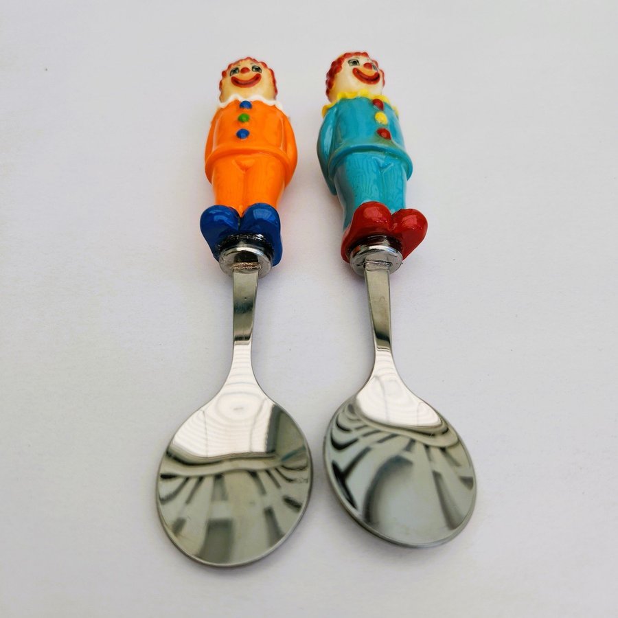 Sagaform Stainless Steel Clown Spoon Set Orange  Blue Set of 2