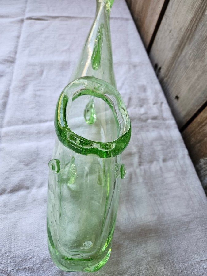 Stor glasfisk glasvas grönt glas Vintage Retro