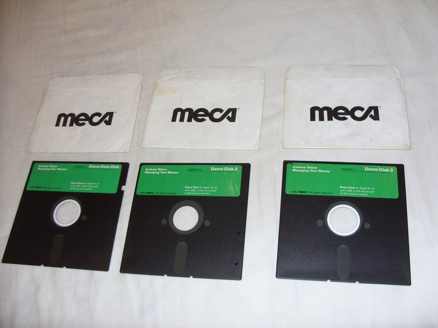 Meca Managing Your Money Demo Diskettes 525 Apple II 1985