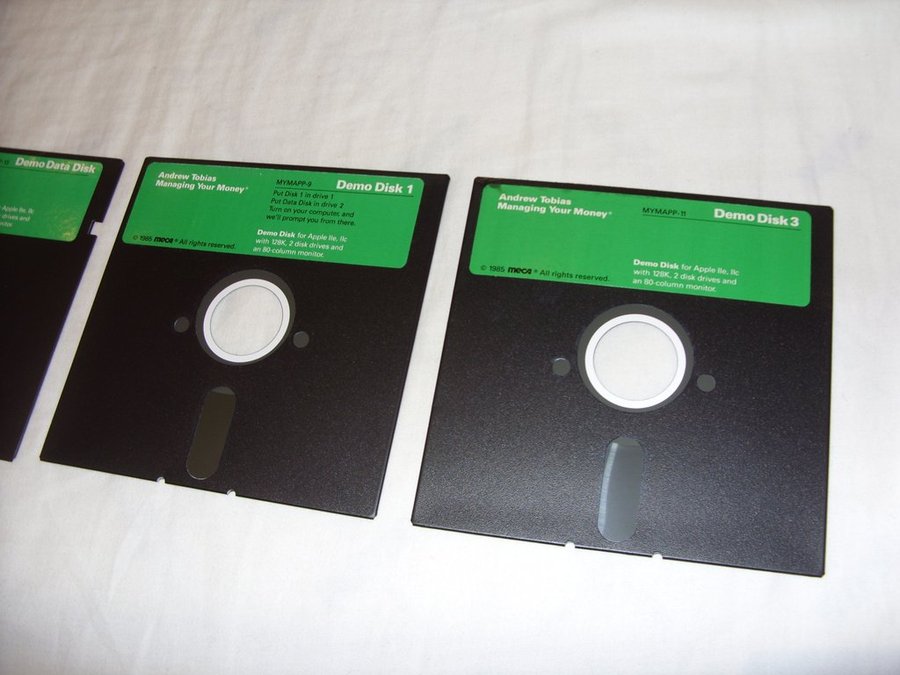 Meca Managing Your Money Demo Diskettes 525 Apple II 1985