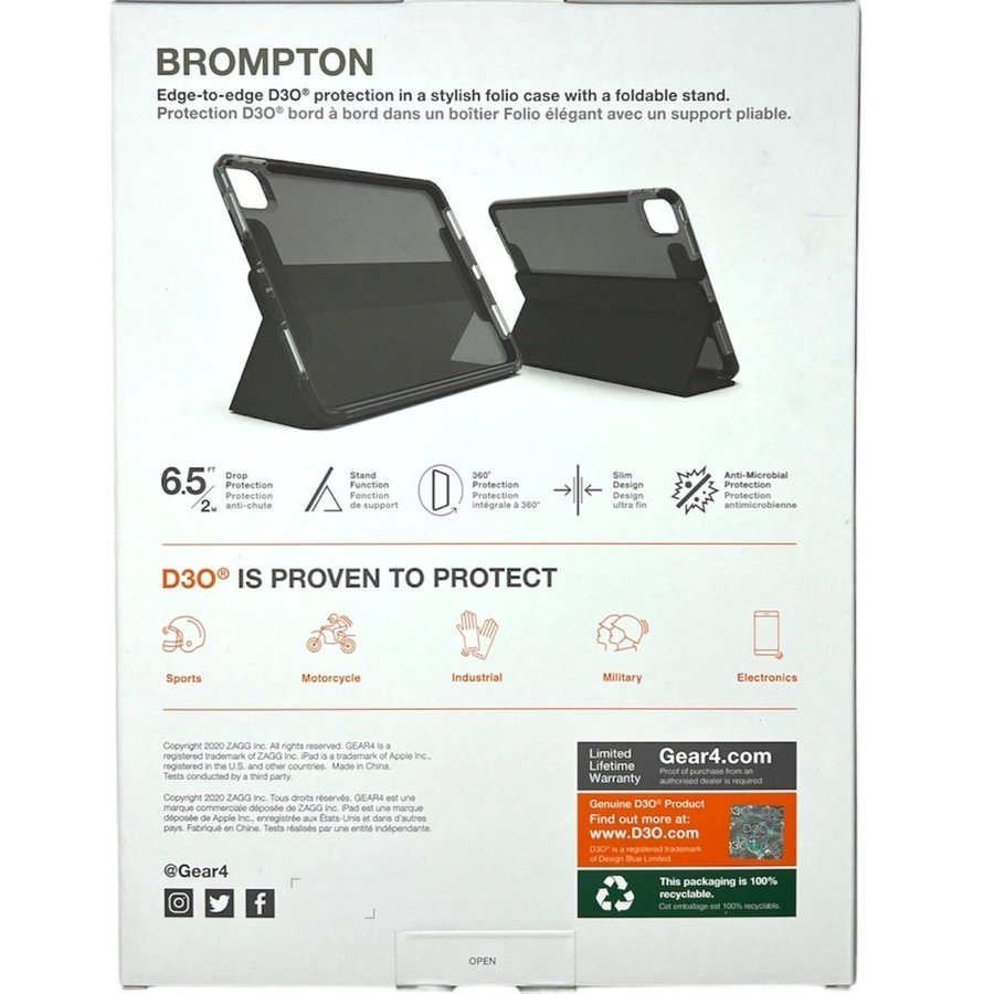 Gear4 Brompton - iPad Pro 11" 2020/2018 - Stöttålig Folio - Smoke