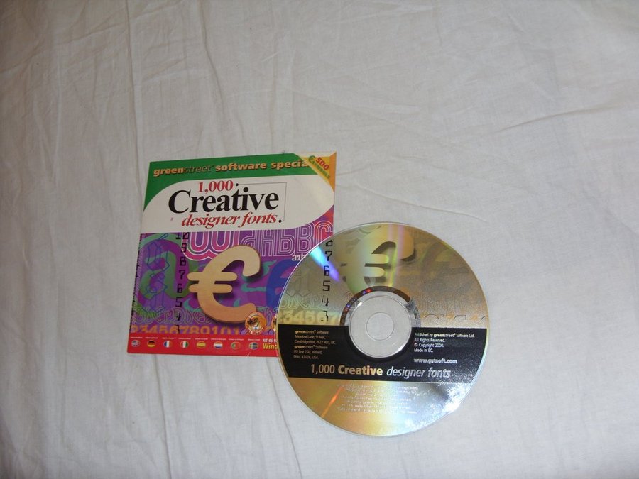 Green Street Software Creative Designer Fonts CD ROM PC Windows typsnitt