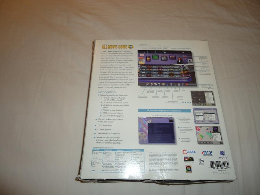 Corel All Movie Guide 2 PC  Macintosh CD ROM film guide program Engelsk