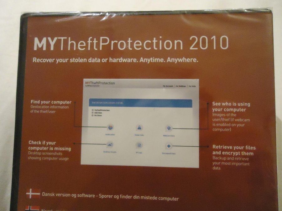 MySecurityCenter MY THEFT PROTECTION 2010 PC CD ROM Windows 7/XP/Vista Ny!