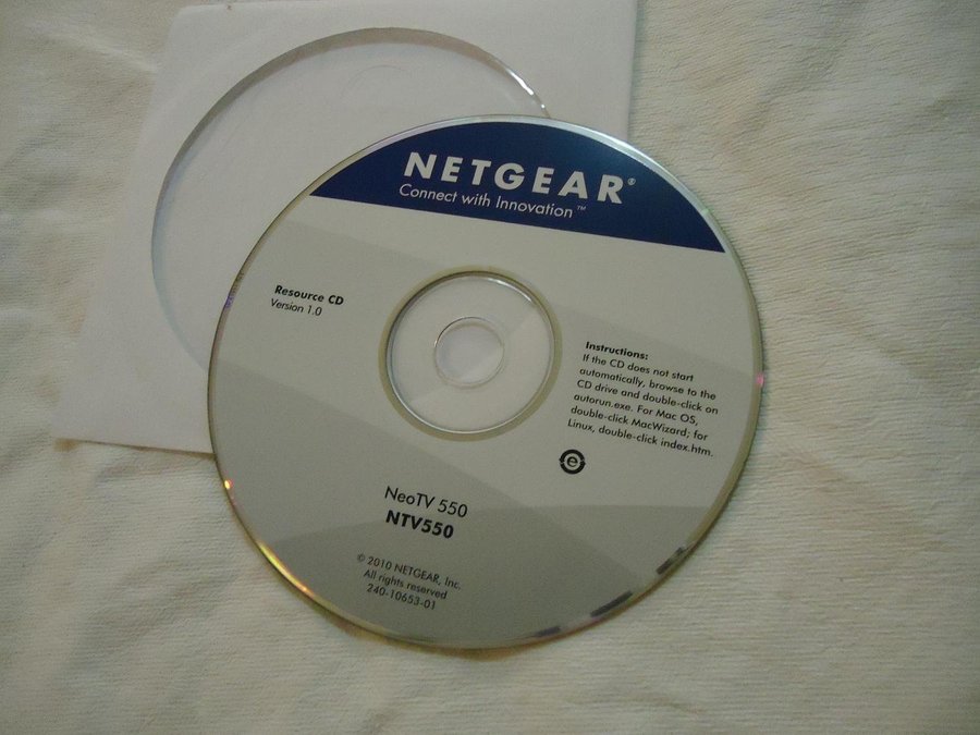 NETGEAR NeoTV 550 NTV550 v 10 CD ROM PC  Mac Engelsk drivrutiner programvara