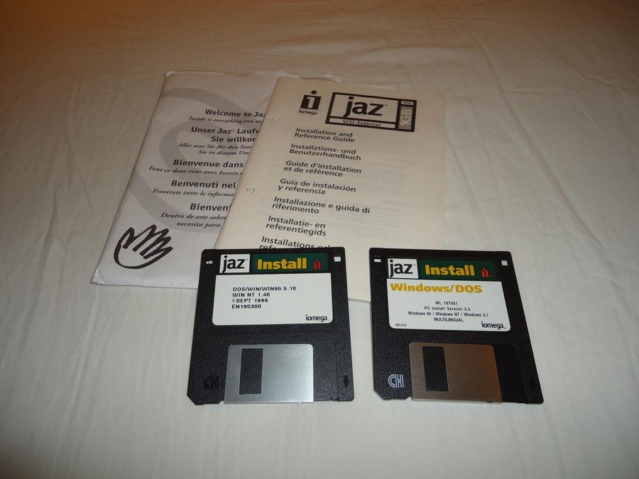 jaz Install disketter Windows/DOS version 51 och 52 flerspråkig med Jaz manual