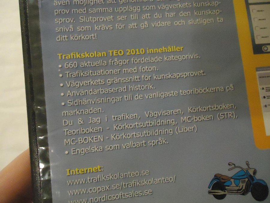 Trafikskolan TEO Motorcykel körkort teori skola år 2010 PC CD ROM Svensk Engelsk