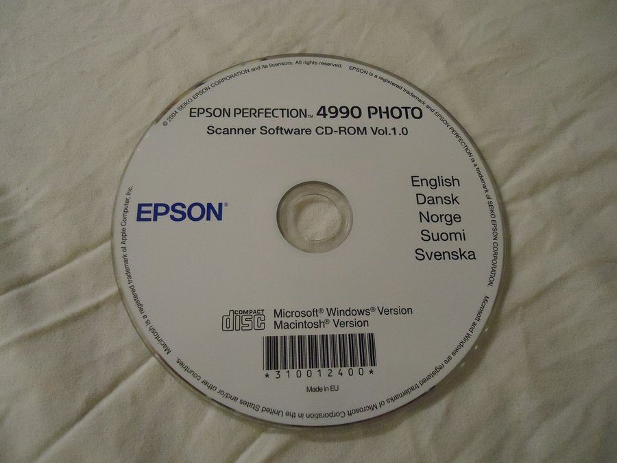 Epson Perfection 4990 Photo Scanner Software CD ROM 10 Windows Macintosh Svensk