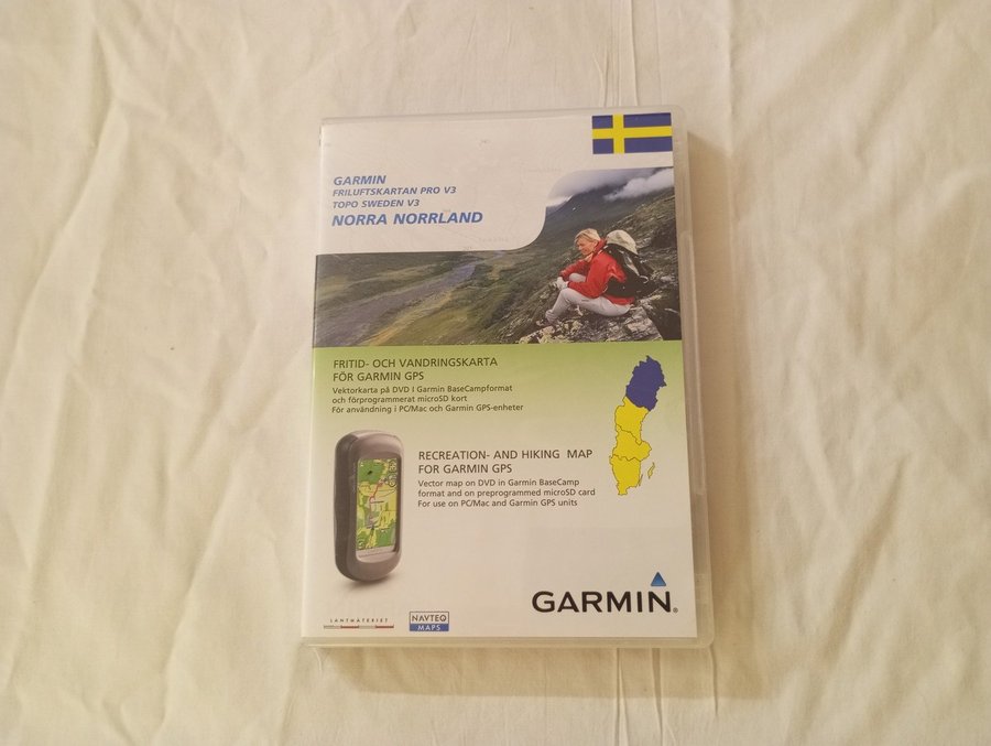 Garmin Friluftskartan Pro V3 Norra Norrland SD kort PC Macintosh CD ROM