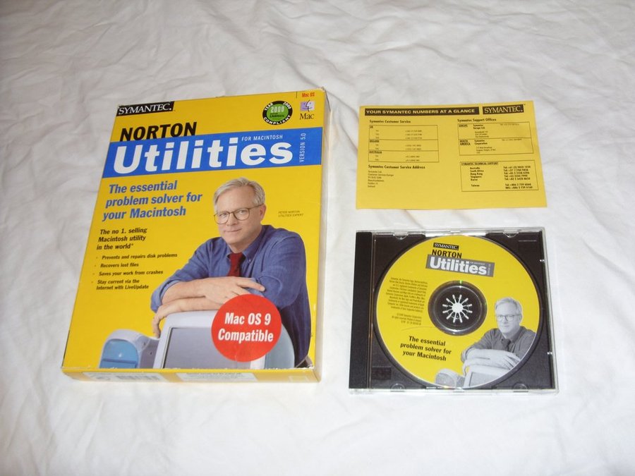 Norton Utilities 50 Macintosh CD ROM verktygs program Apple Mac OS 9 kompatibel