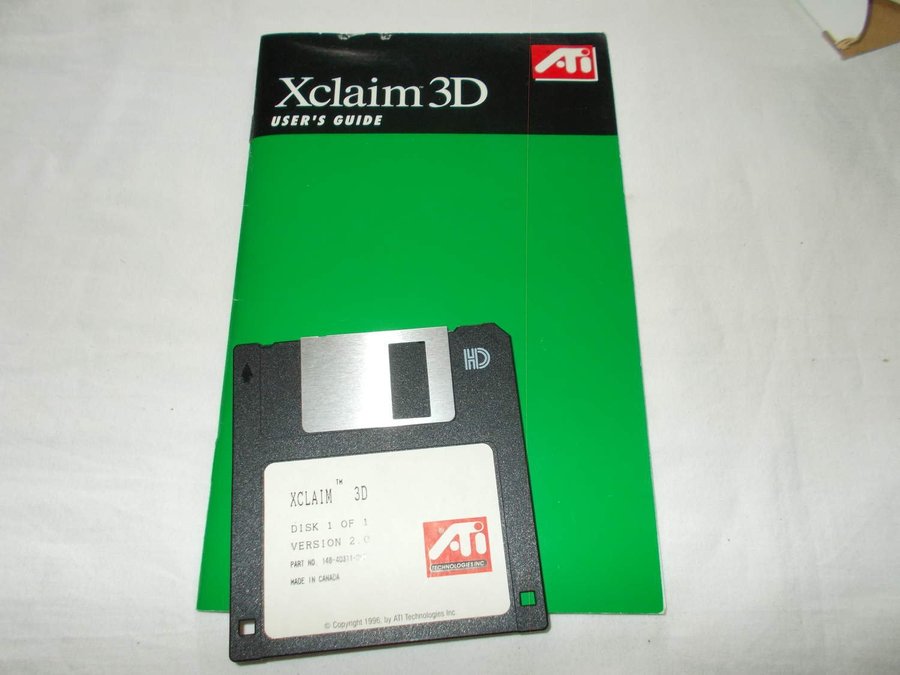 ATI Xclaim 3D version 20 Grafikkort drivrutiner för Macintosh diskett  manual