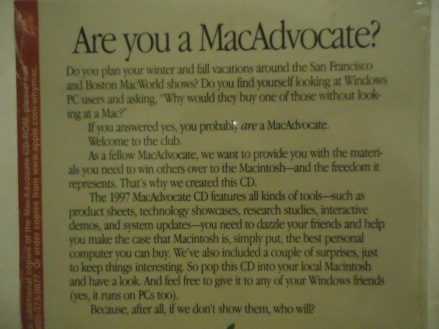 The 1997 Apple MacAdvocate CD ROM 1984 Advert Video Included Ny och inplastad!