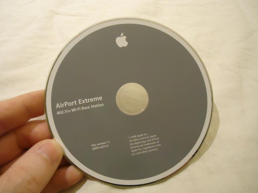 AirPort Extreme version 11 år 2008 Apple Macintosh Mac CD ROM 2Z691-6223-A