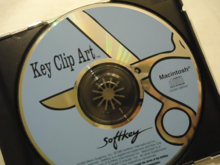 Softkey Key Clip Art Macintosh CD ROM 1995 grafik  clip art svart vit samling