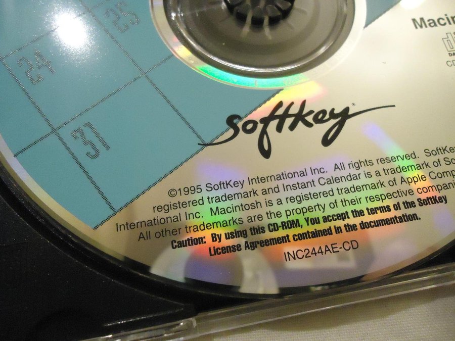 Softkey Instant Calendar Macintosh CD ROM år 1995 kalender programvara