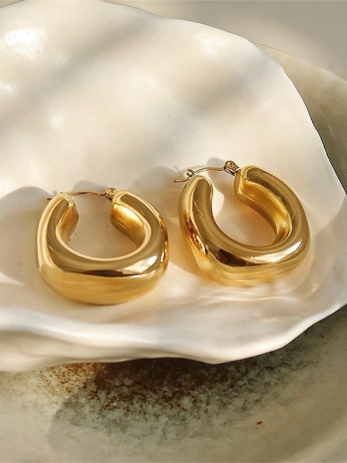 Chunky hoops i stål med 18k guld