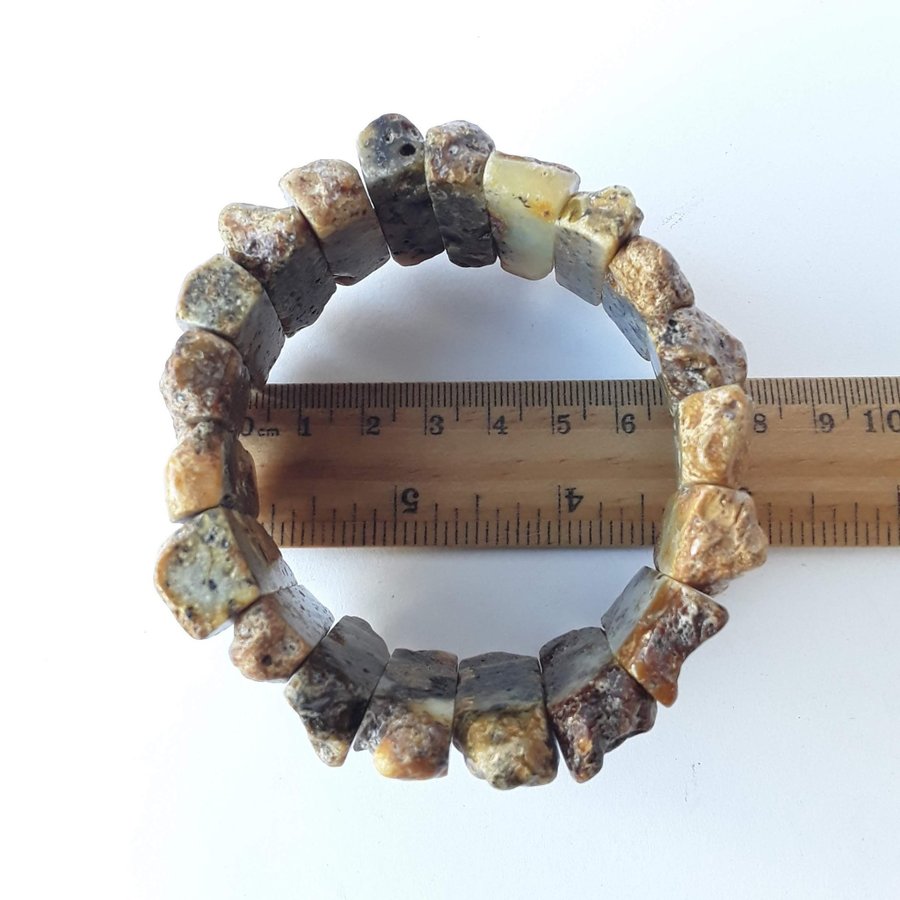 Raw brown Baltic amber gemstone stretchy large wide bracelet women gem jewelry