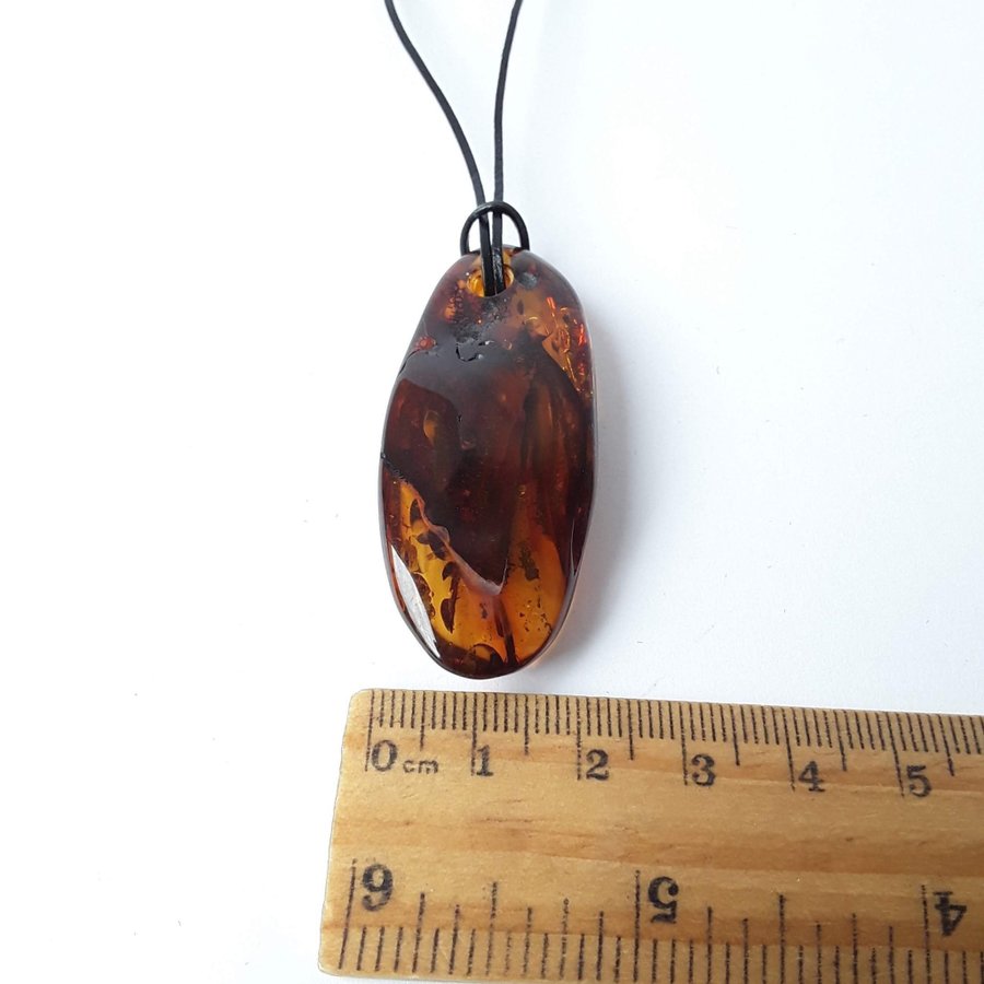 Baltic amber gemstone brown pendant necklace Cognac amber stone unisex jewelry