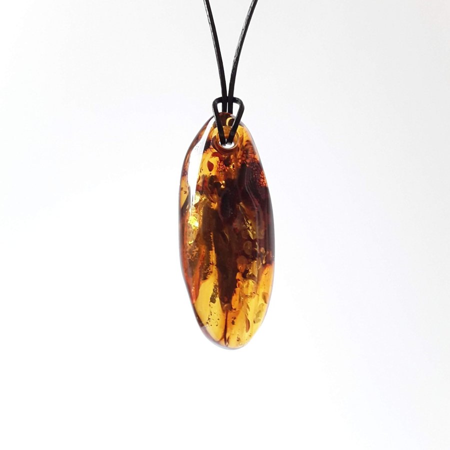 Baltic amber gemstone brown pendant necklace Cognac amber stone unisex jewelry