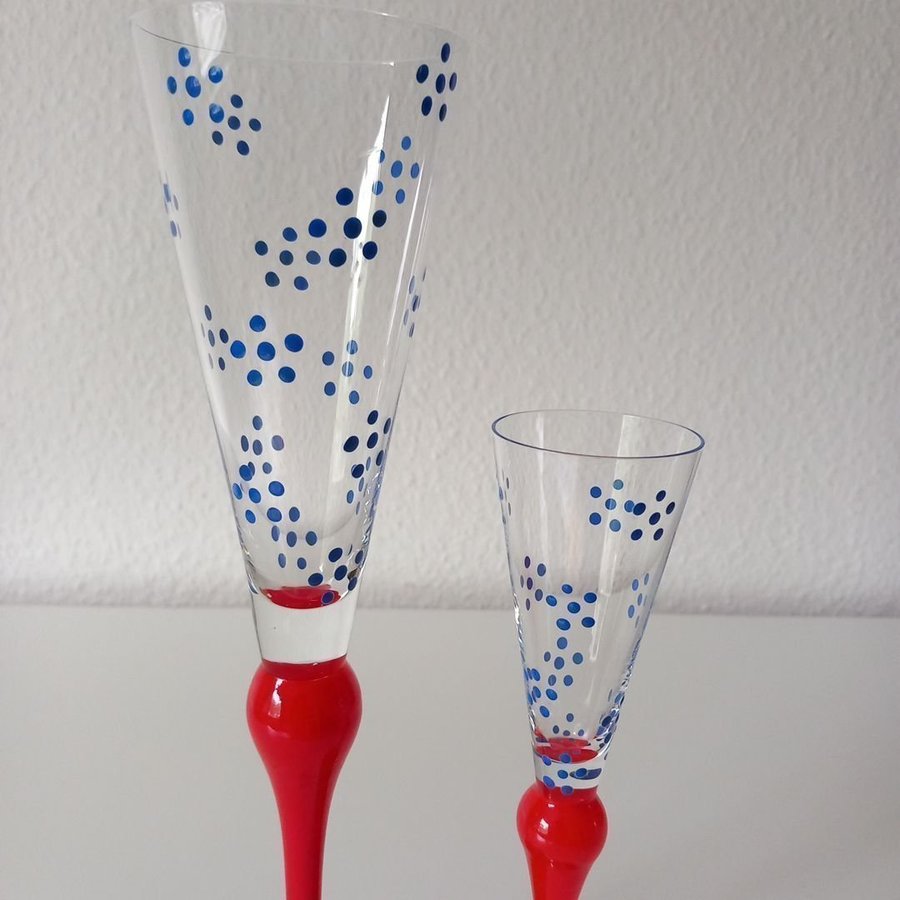Orrefors Champagneglas+snapsglas "Clown" Anne Nilsson