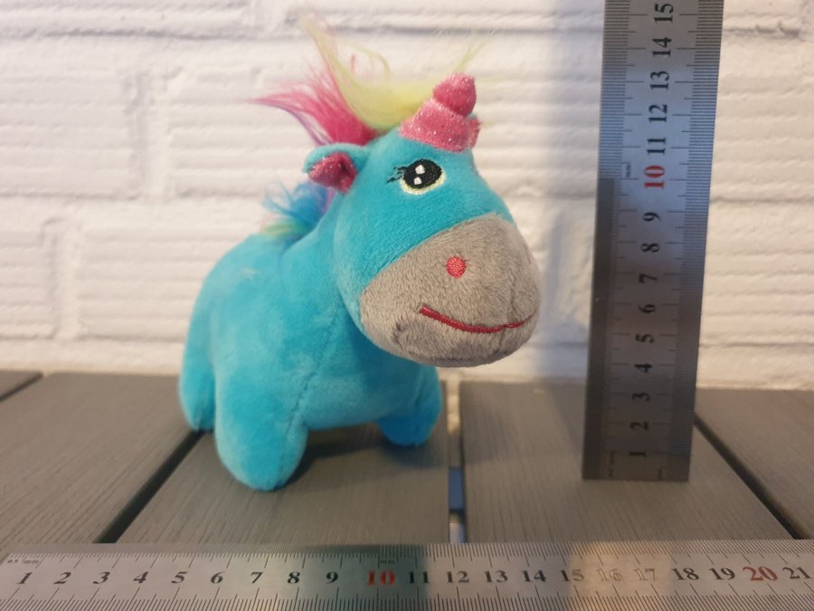 Ny Nalle tecknad enhörning blå häst unikorn mjukisdjur 22cm