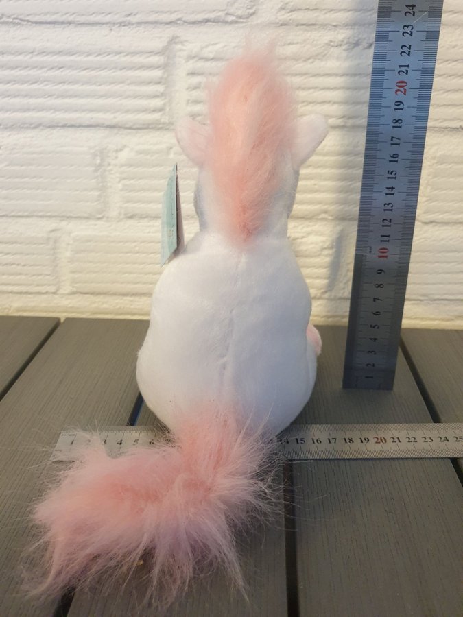 Ny Nalle tecknad enhörning vit rosa häst unikorn mjukisdjur 22cm