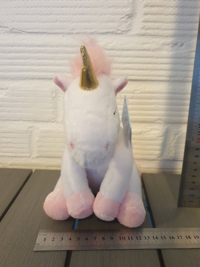Ny Nalle tecknad enhörning vit rosa häst unikorn mjukisdjur 22cm