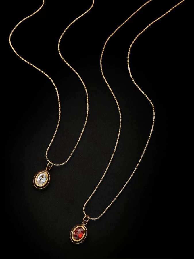 Halsband i stål med 18k guld med Cubic Zirconia