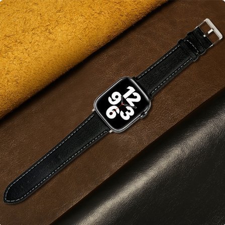 Läderband Apple Watch - Svart - 42/44/45 mm