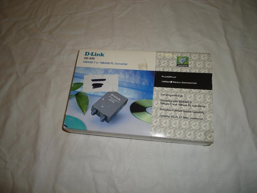 D-Link DE-856SC/E 10BASE-T to 10BASE-FL Converter ny oanvänd! Ethernet Mac PC