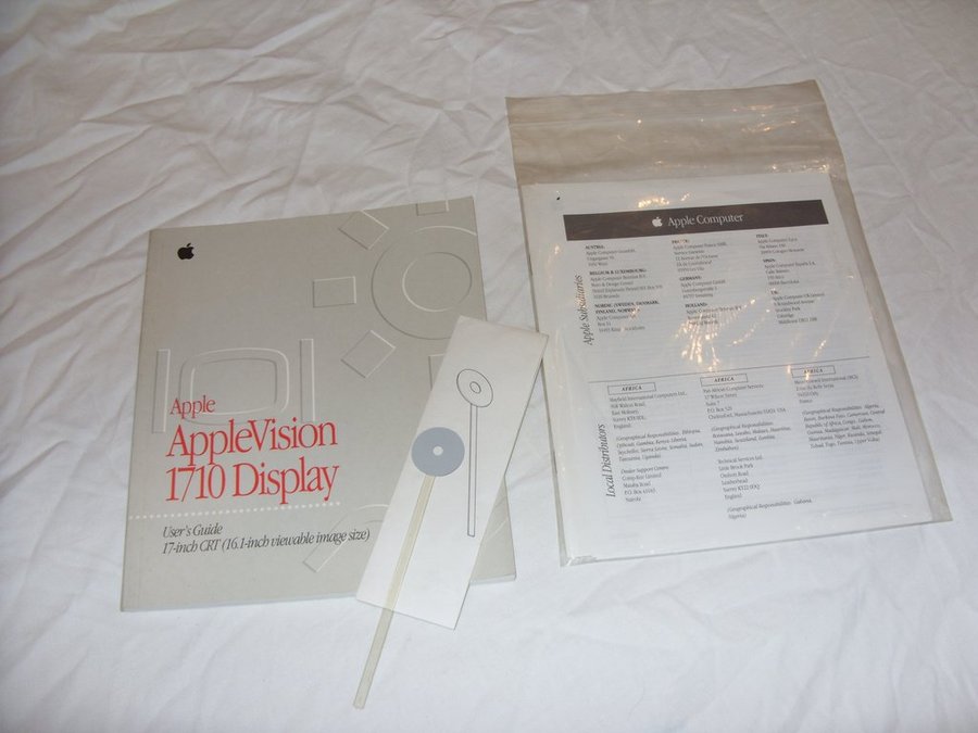 AppleVision 1710 Display manual Macintosh CRT bildskärm ambient light tool ingår