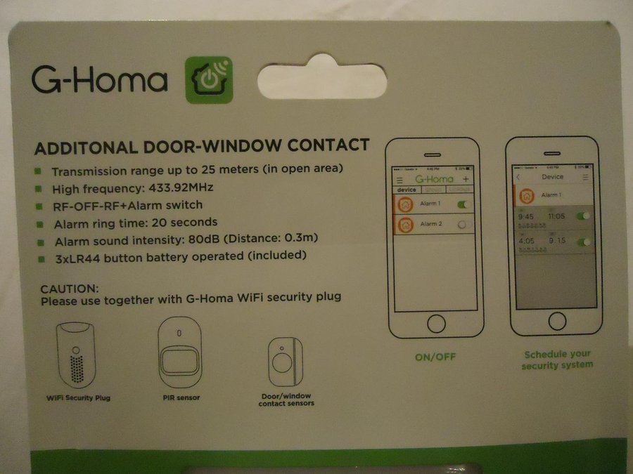 G Homa Additional Door Window Contact WIFI ny inplastad iOS Android hem larm
