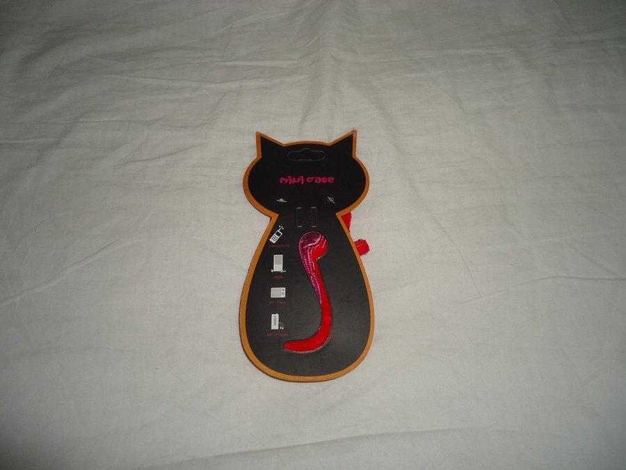 Animob Katt design mobil telefon elektronik väska  fodral cat phone bag röd