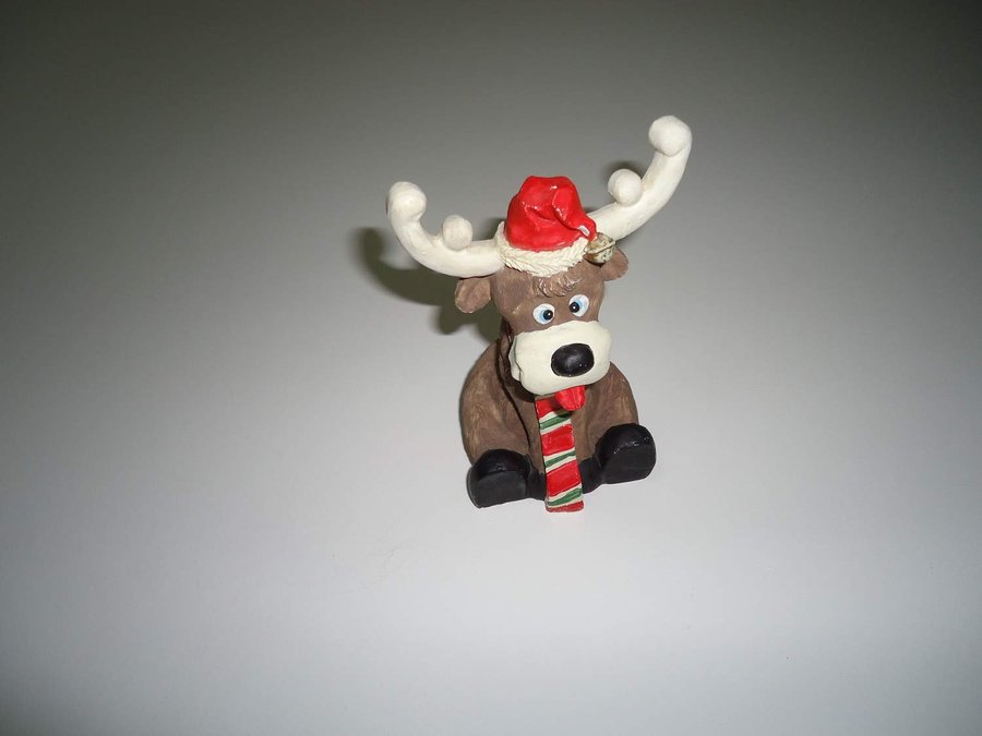 Julpynt figur söt hund med Tomteluva  Renhorn formad hatt 145 cm Christmas Dog