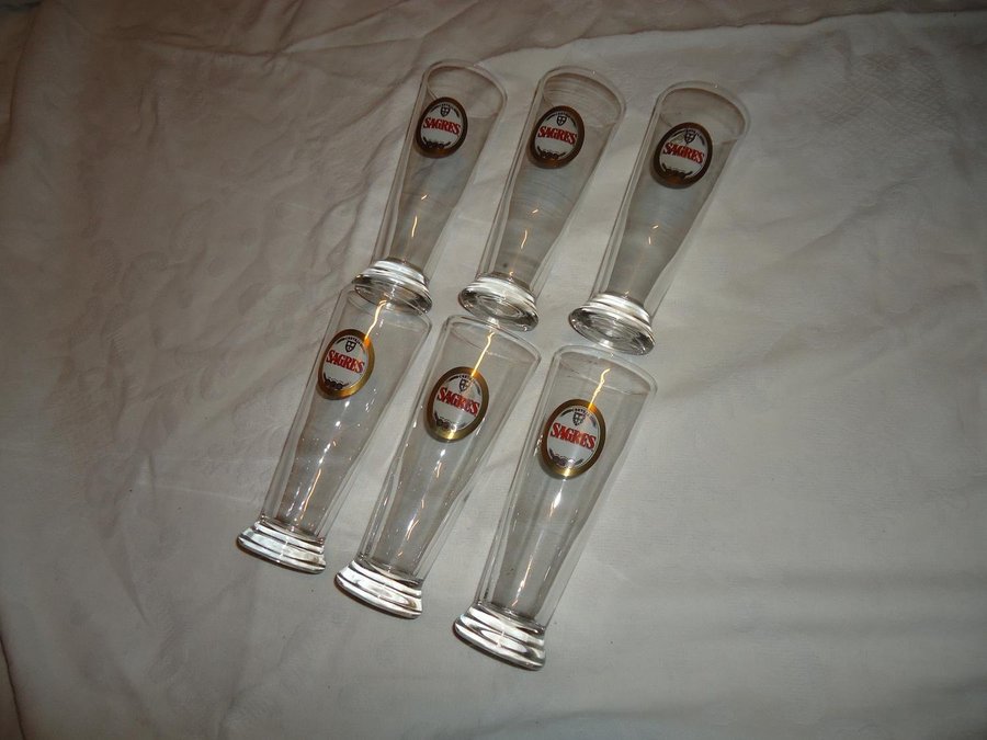 Sagres ÖL Glas 6-pack nya och oanvända i kartong beer glasses Portugal