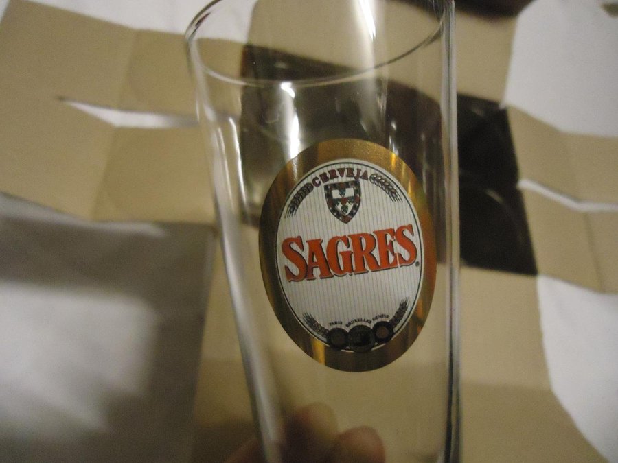 Sagres ÖL Glas 6-pack nya och oanvända i kartong beer glasses Portugal