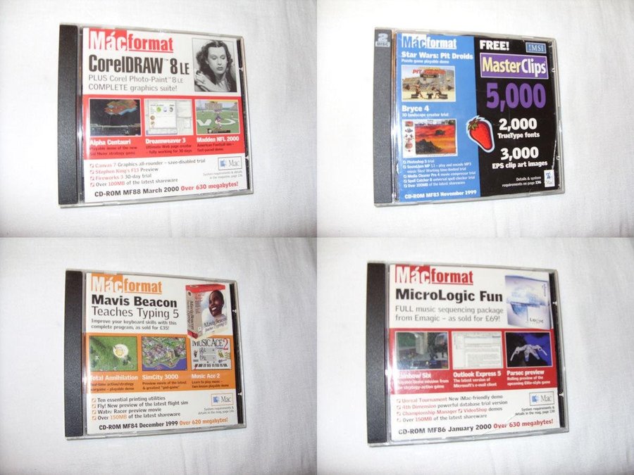 MacFormat 10 st CD ROM skivor Engelska utgåvor år 1999/2001 Apple Macintosh Mac