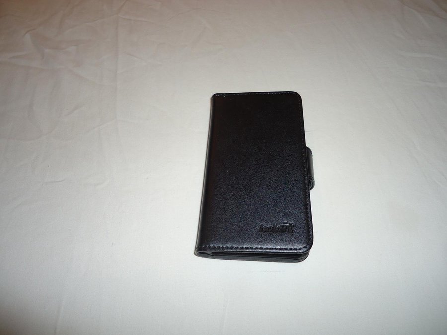 Holdit Magnet Genuine Leather Wallet Case för mobil telefon läder svart