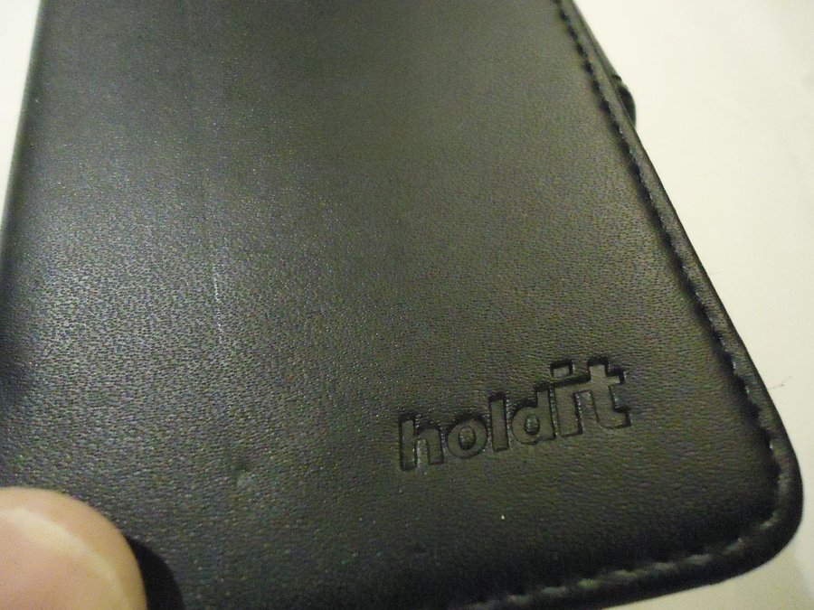 Holdit Magnet Genuine Leather Wallet Case för mobil telefon läder svart