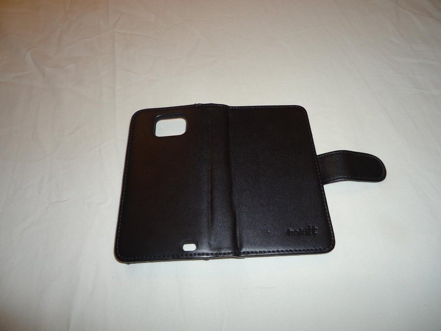 Holdit Magnet Genuine Leather Wallet Case för mobil telefon läder svart
