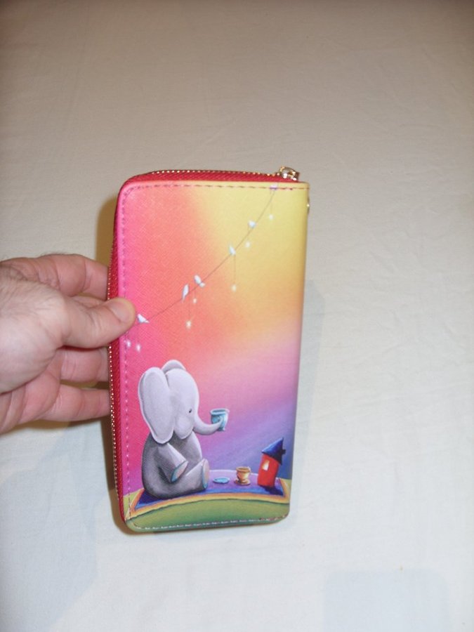 Plånbok stor modell 195 x 10 cm motiv med söt elefant helt ny! Wallet Elephant
