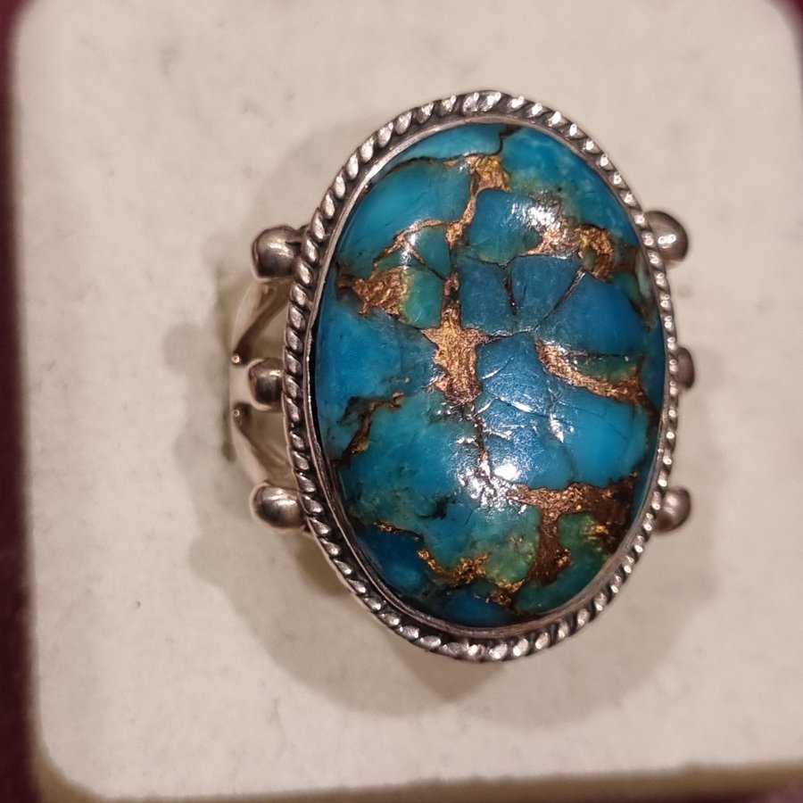 Vintage silver ring 925 med turkos sten