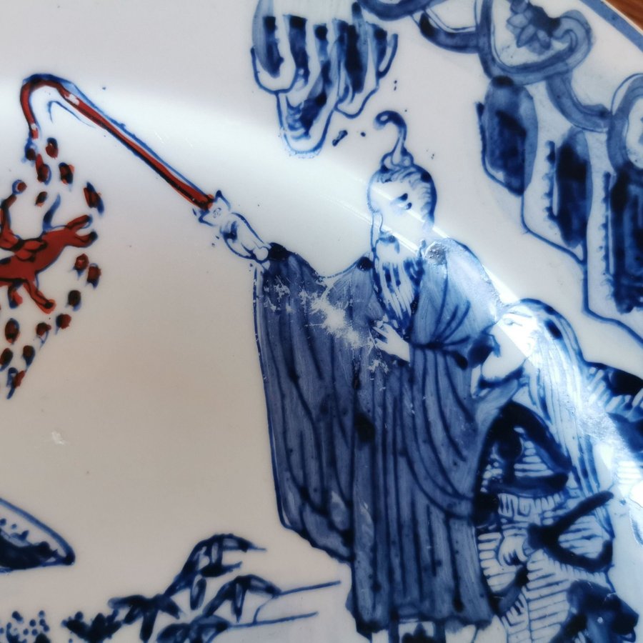 2 st hand målade kinesiska antik tallrikar antik 18/19 hundratals