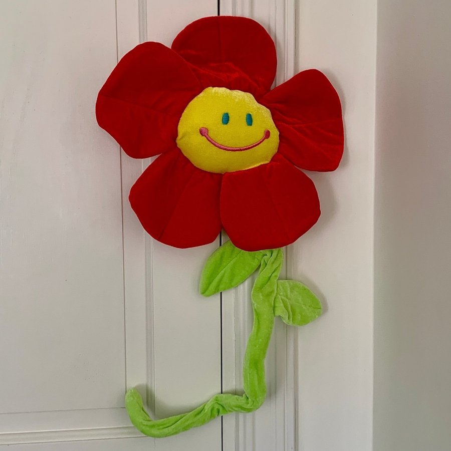 Glad röd blomma stor dekoration barnrum inredning MYCKET FINT SKICK mjuk