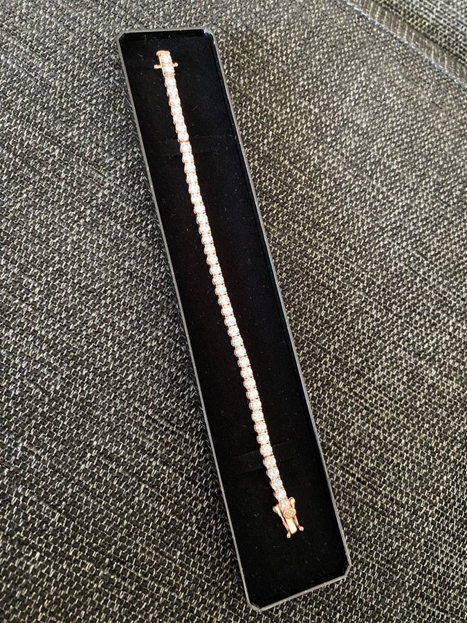Moissanite tennis armband 4mm i 925 silver rosé guldpläterad 18cm