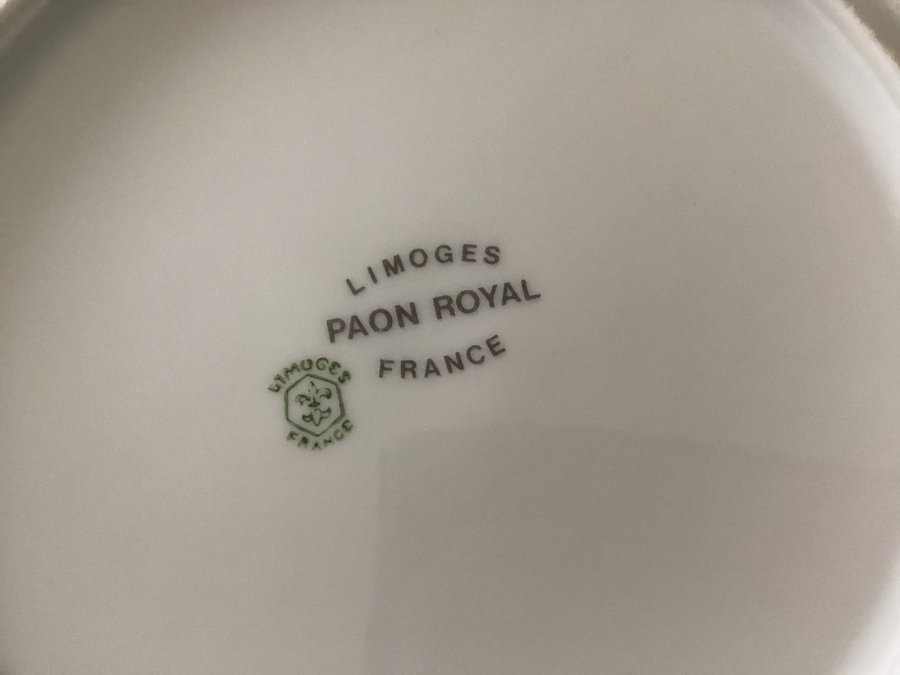 Limoges Frankrike frukostskål magnifik PAON ROYAL serie sällsynt produkt