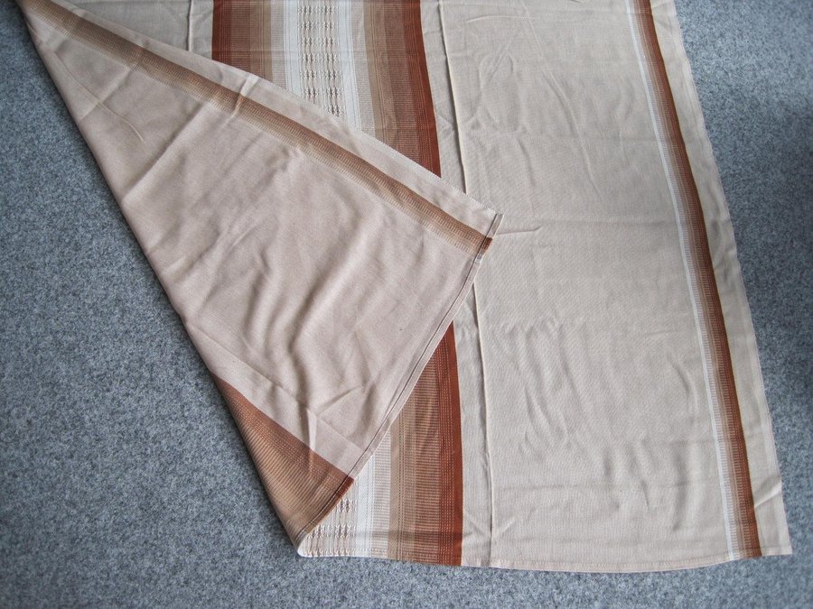 Retro stor duk med ränder beige brun 128 x 175