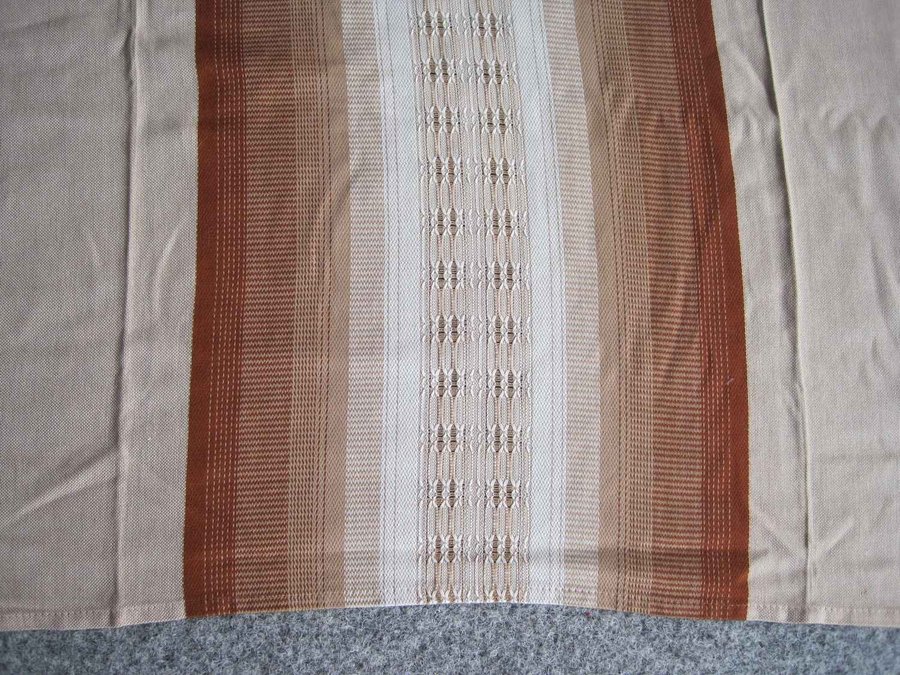 Retro stor duk med ränder beige brun 128 x 175