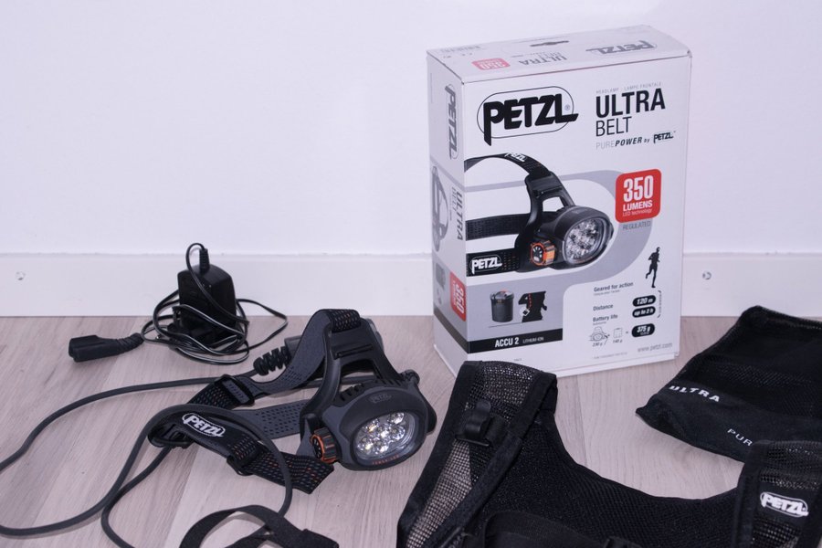Kraftfull pannlampa: Petzl Ultra Belt Accu 2 + Petzl Ultra Harness (väst)